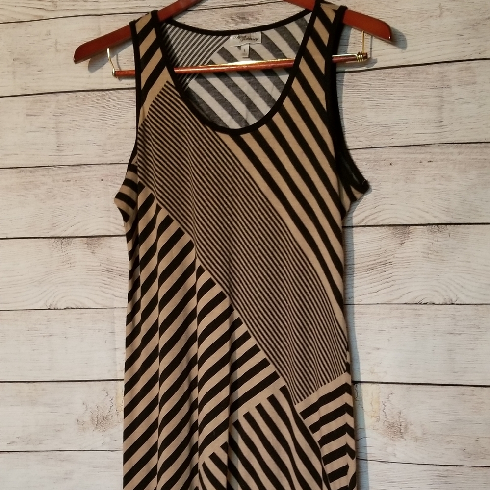 Reg&Maternity dress size lg tan&black stipe